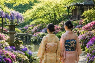 Springtime Niigata Garden Route in Kimono